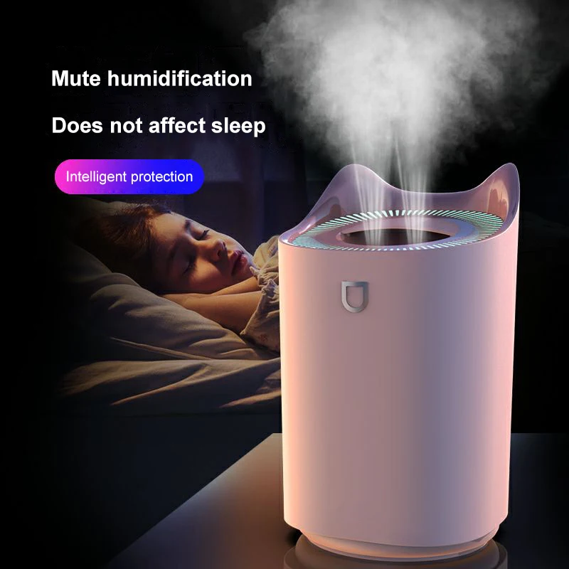 

2021 Home Air Humidifier 3L Double Nozzle Cool Mist Aroma Diffuser With Coloful LED Light Heavy Fog Ultrasonic USB Humidificador