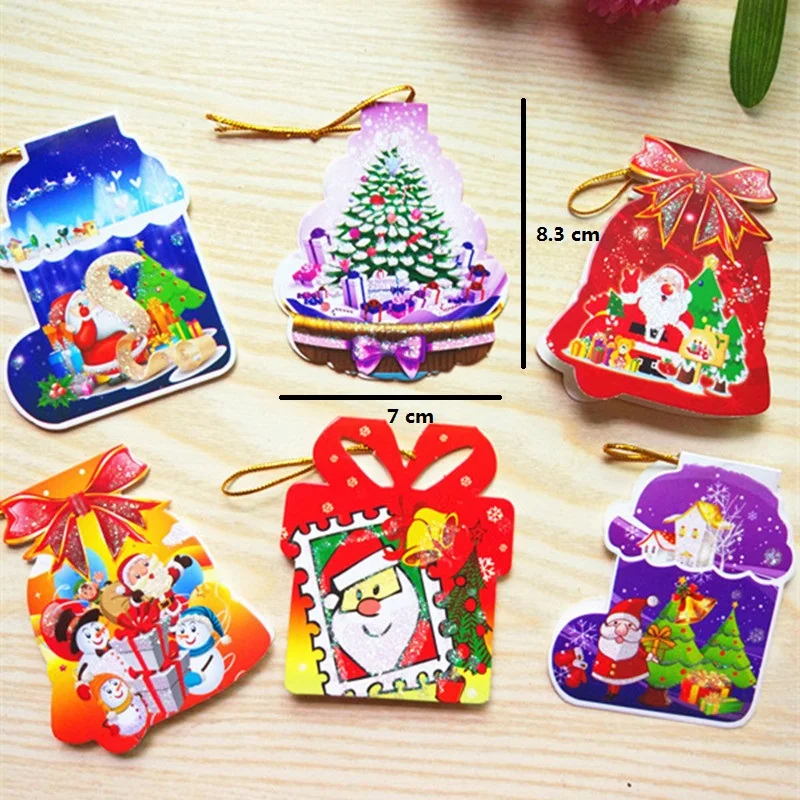 

100pcs Vintage Christmas Card For Thanksgiving Handmade Elk Deer Bell Snowman Greeting Cards Pendant Decoration Tree Wholesale