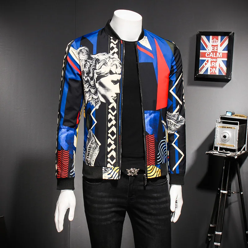 2021 модные брендовые мужские пальто Роскошные портрет куртка-бомбер с принтом
