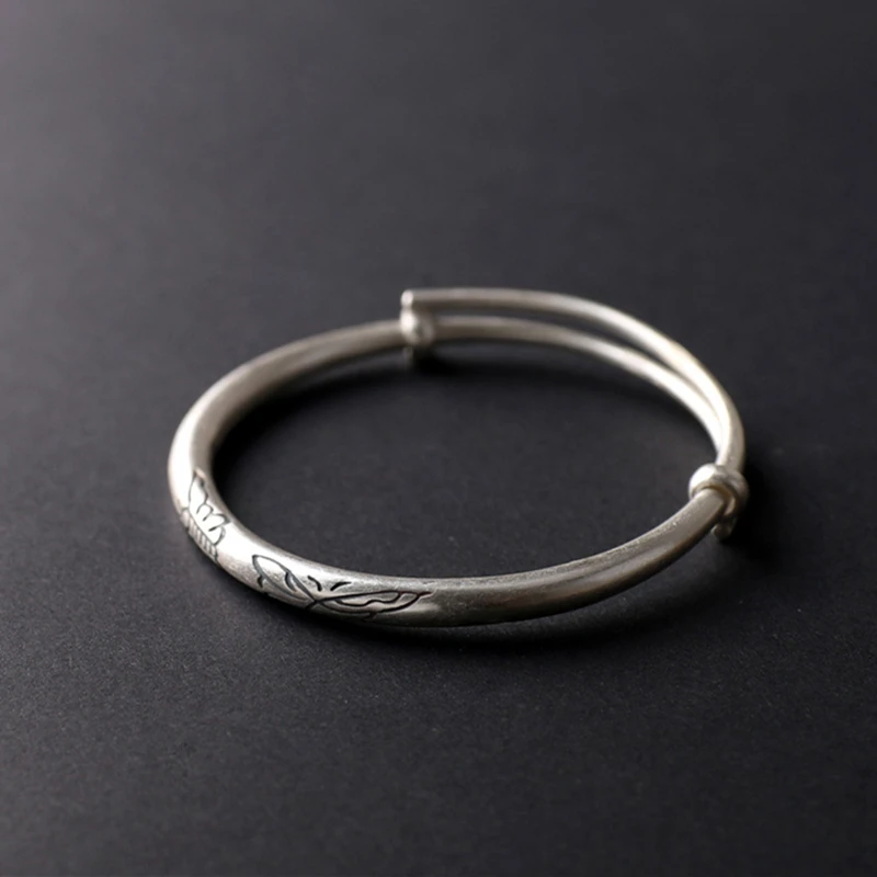 925 sterling silver Стерлинговое Серебро 925 пробы для браслетов младенцев скульптура ручной работы Цветы Ретро детские и мужские вытяжные браслеты и браслеты для строительных лесов - Цвет камня: 925 sterling silver