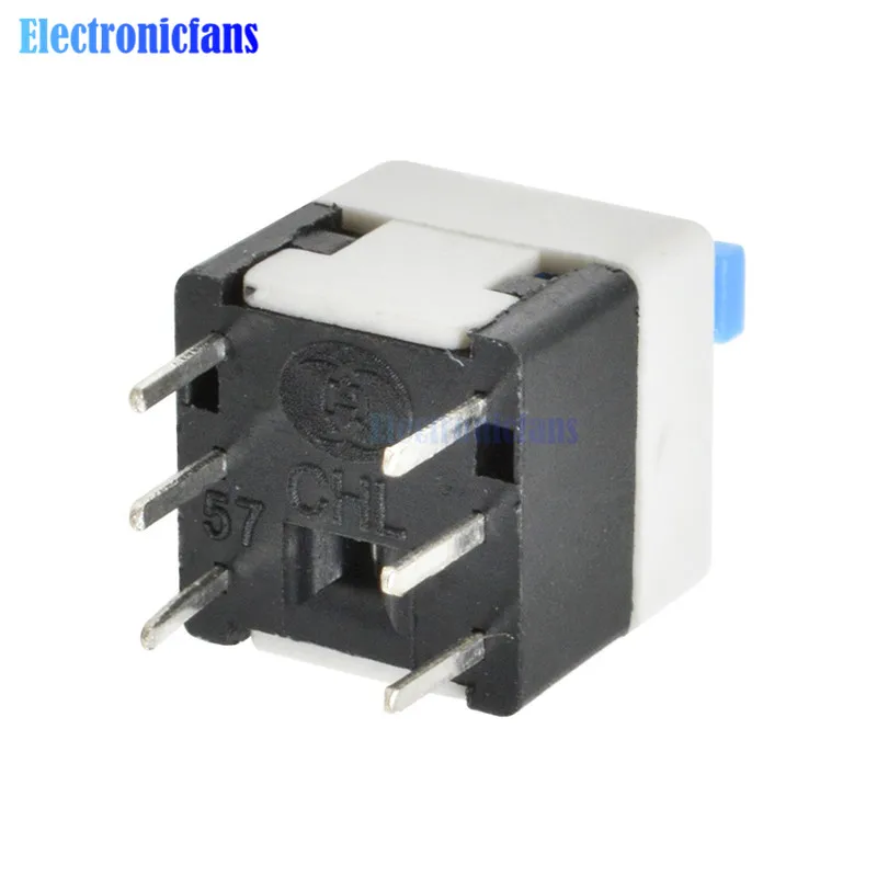 10 шт./лот 8x8 мм самоблокирующийся квадратный кнопочный переключатель синего