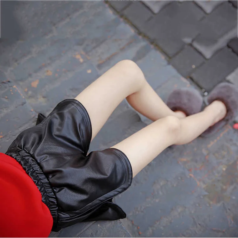 Детские шорты из искусственной кожи одежда для маленьких девочек детские черные