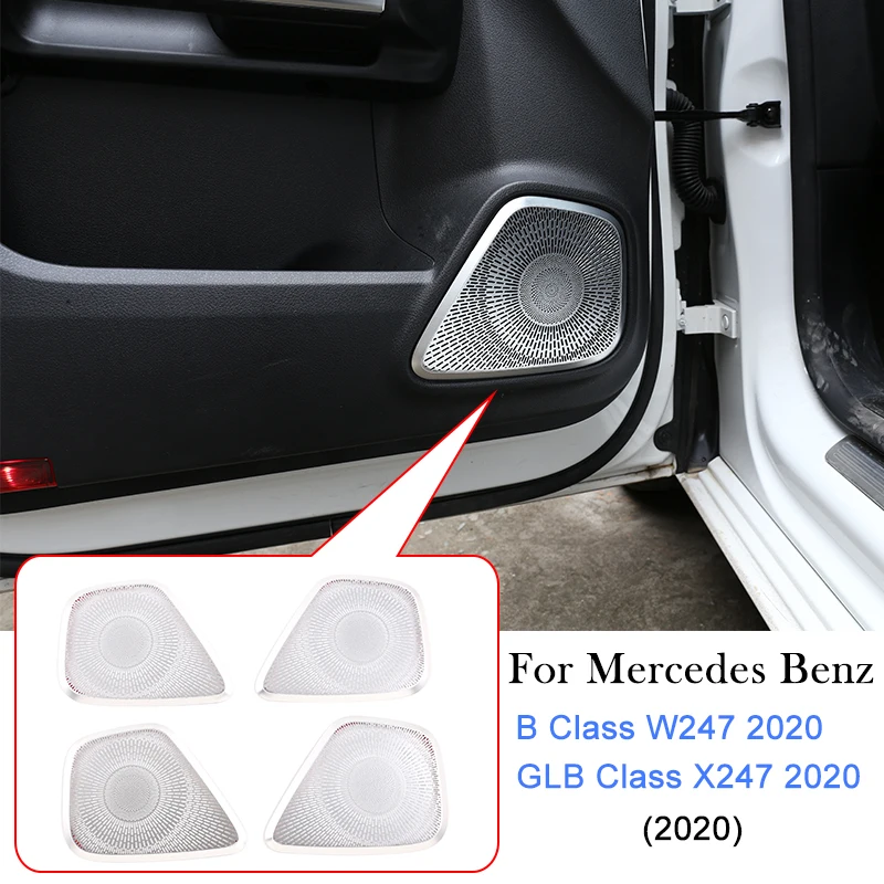 

4pcs/set Alloy Car Door Speaker protection Net Cover Auto Decorative Stickers For Mercedes-Benz B GLB Class W247 X247 2020-2021