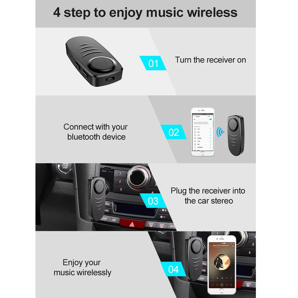 Новый Bluetooth приемник с разъемом AUX 3 5 мм автомобильный беспроводной адаптер для