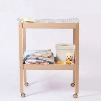 solid wood baby changing table with pad moving infant touching care diaper clothes station