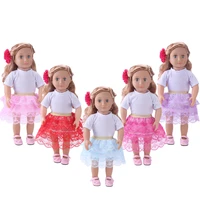 18 inch american doll girls dress simple white shirt gauze skirt lace baby toys accessories fit 43 cm boy dolls gift c740