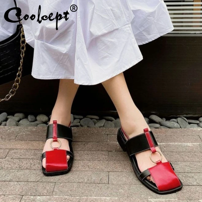 Coolcept/женские сандалии из натуральной кожи с квадратным носком смешанные цвета