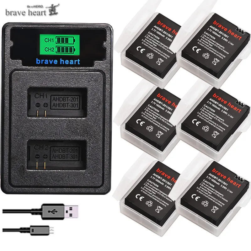 Новая батарея 1600mAh GoPro hero 3 батарея+ USB lcd двойное зарядное устройство для Gopro Go pro hero 3 GoPro hero 3+ hero 3 Аксессуары для камеры
