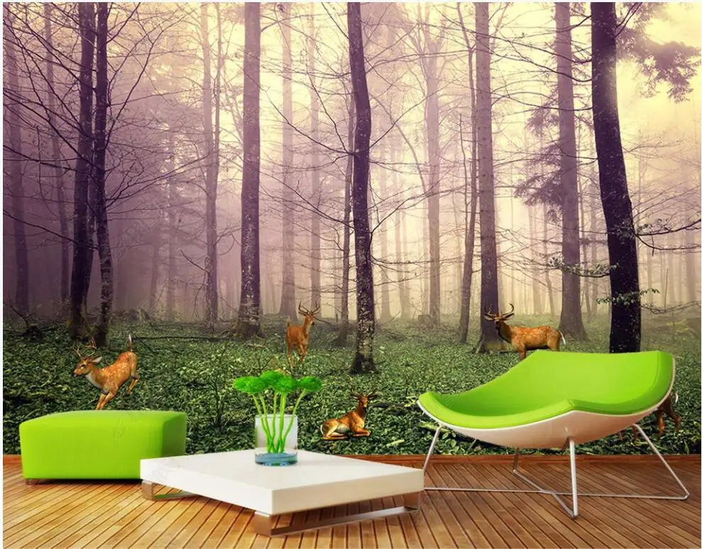 

3d photo wallpaper custom mural Morning mist forest deer scenery home decor bedroom 3d wall murals Wallpaper for walls in rolls
