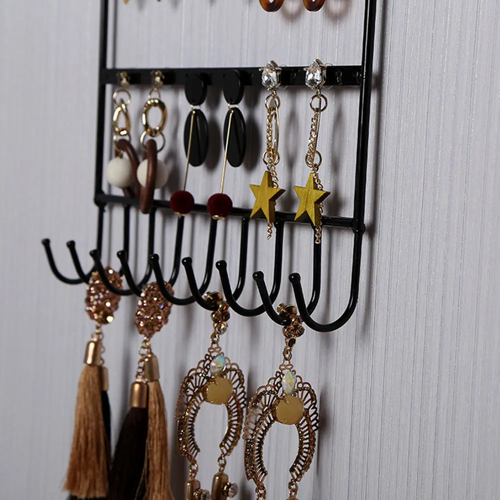 

Shelf Showcase Rack Wall Mount Necklace Hanger Jewelry Display Organizer Portable Stand Storage Metal Earring Holder Bracelet