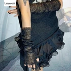 Черные готические женские сетчатые прозрачные перчатки в стиле панк без пальцев, кружевные варежки Cobweb 2022, крутые, для Хэллоуина, для рок-вечерние НКИ