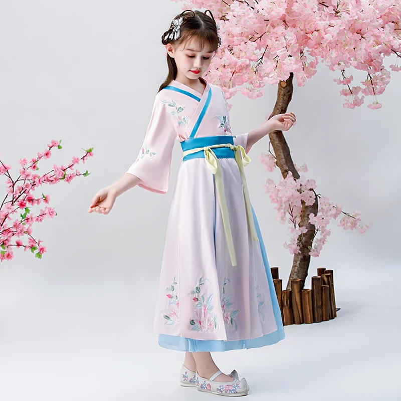 H2500 девочек Hanfu Детская китайский Стиль Древние Традиционные в народном стиле