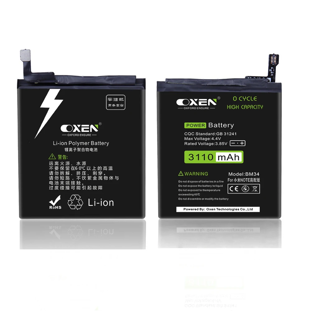 Оригинальный OXEN 3110mAh BM34 запасная батарея для Xiaomi Mi Note Pro 4GB RAM сотовый телефон литий