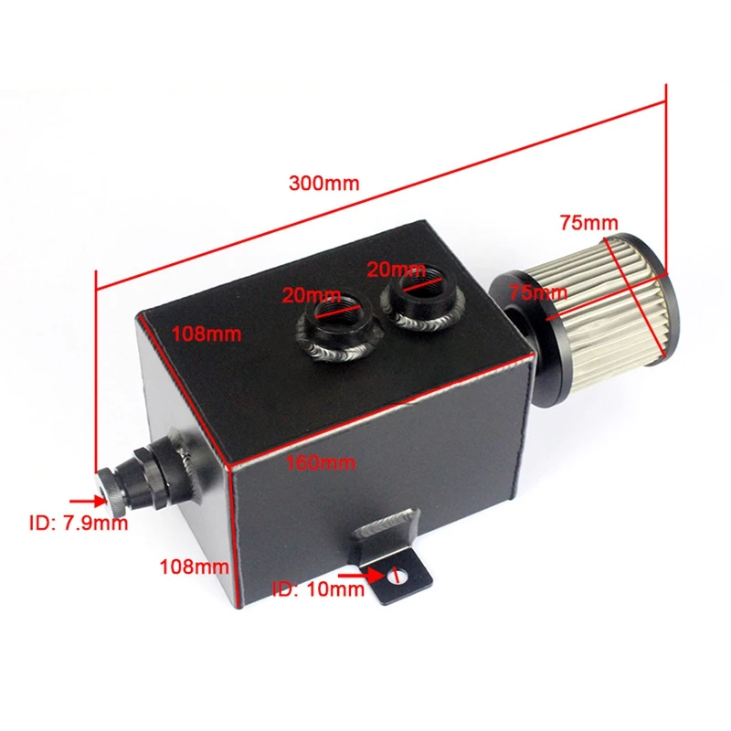 

Universal Car Fuel Tank 2L Aluminum Alloy Square Oil Breathable Exhaust Pot