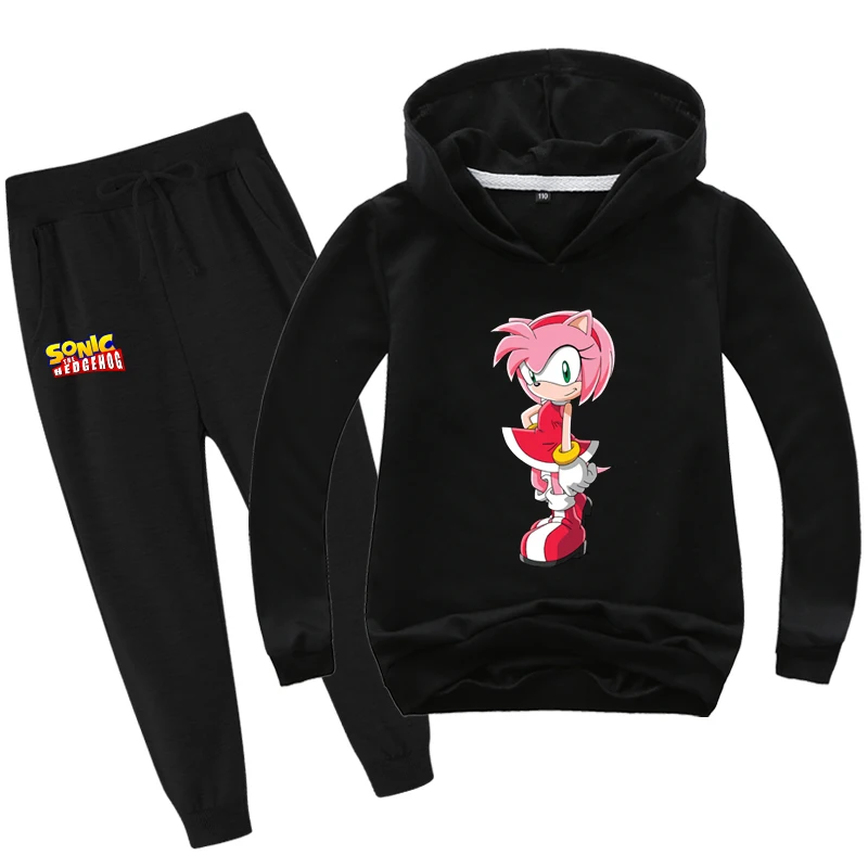 

Spring new style Hooded Active boys girl clothes Cartoon printing children's clothing set 5082