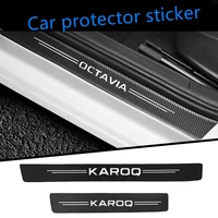 4pcs car accessories interior threshold car sticker for skoda octavia 1 2 3 a7 a5 fabia kamiq karoq rapid scala superb kodiaq