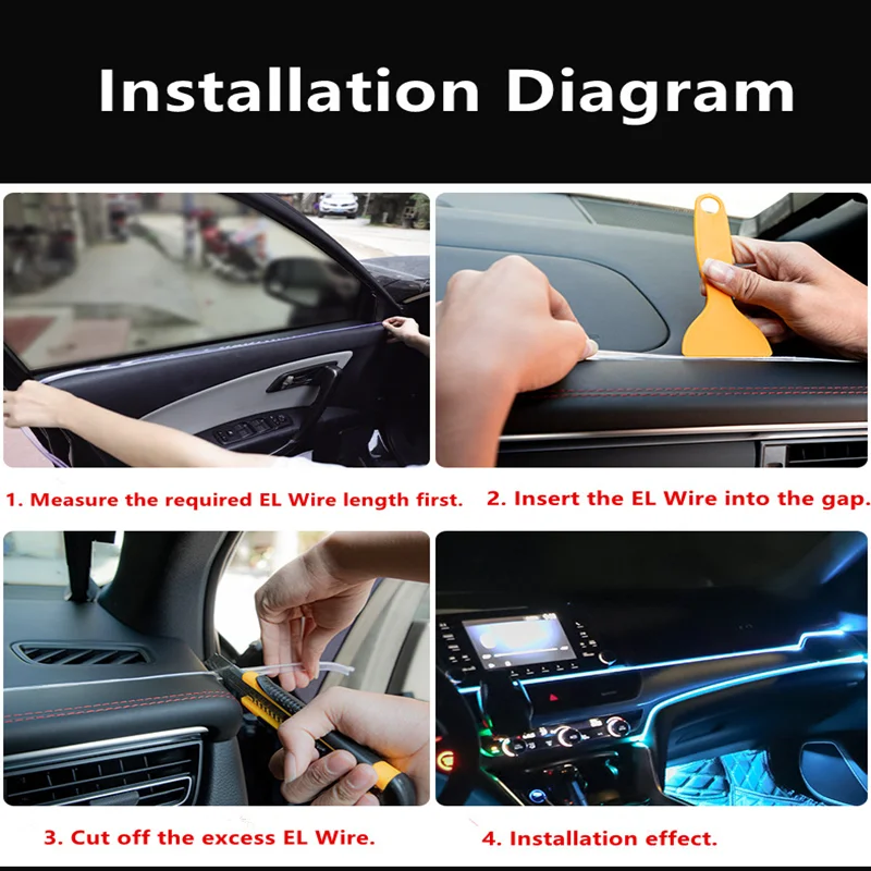 1 м/2 м/3 м/5 м/10 м Автомобильная интерьерная светодиодная декоративная лампа EL Wire