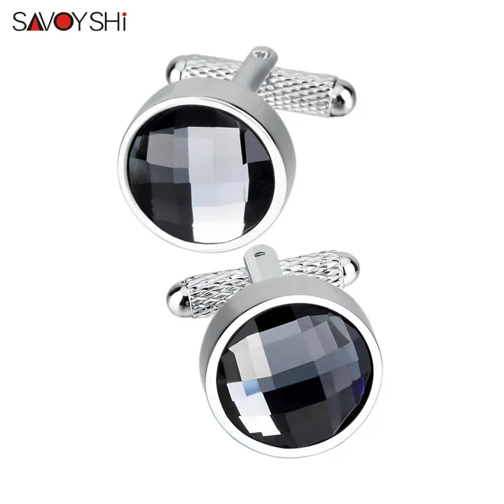 SAVOYSHI новые круглые запонки для мужчин Высокое качество стеклянные Брендовые