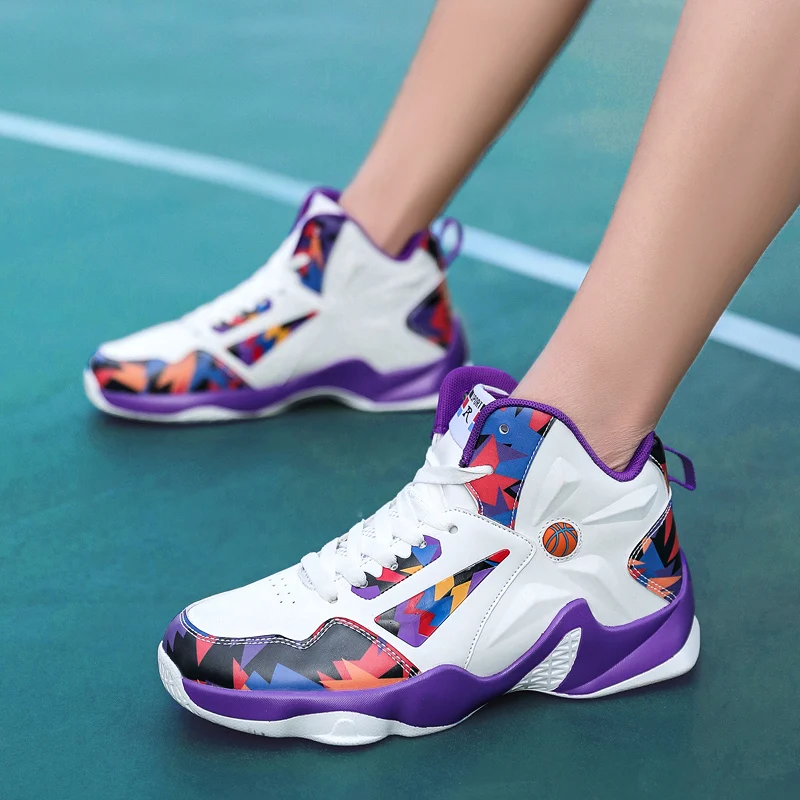

2021 New Men's Shoes Fashion Color Platform Basketball Shoes Man Non-slip Bounce High Boots Sports Shoes Outdoor Sneaker Male