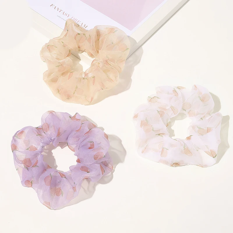 Персиковые резинки для волос кружевная резинка Цветочная эластичная кружевные