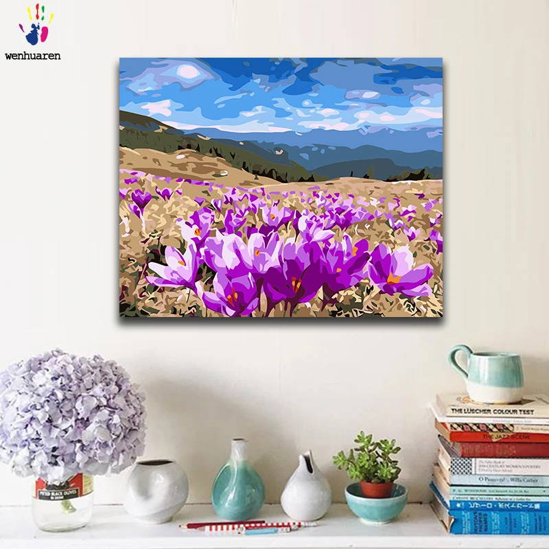 Diy Paint By Numbers Picture Drawing With Kits Flower Handmade Filling And Coloring Decorative Hanging Painting Gift | Дом и сад