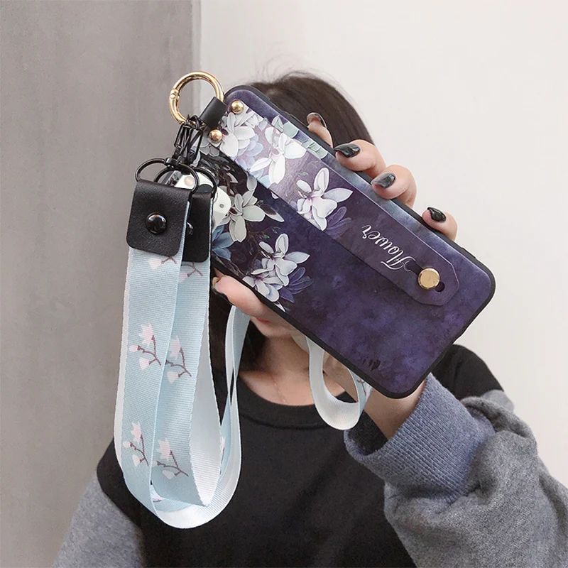 Чехол для телефона с цветочным узором и ремешком на запястье авокадо Xiaomi Redmi 5 Plus 6