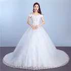 Женское свадебное платье со шлейфом, прозрачное фатиновое платье с открытыми плечами, модель 6 размера, 2022
