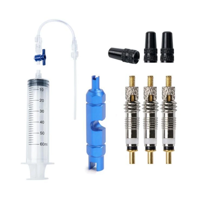 

MTB Bike Tubeless Tyre Repair Fluid Injection Tools Tire Filling Syringe Tools Syringe Rubber Hose Kit Cycling Repair Tools