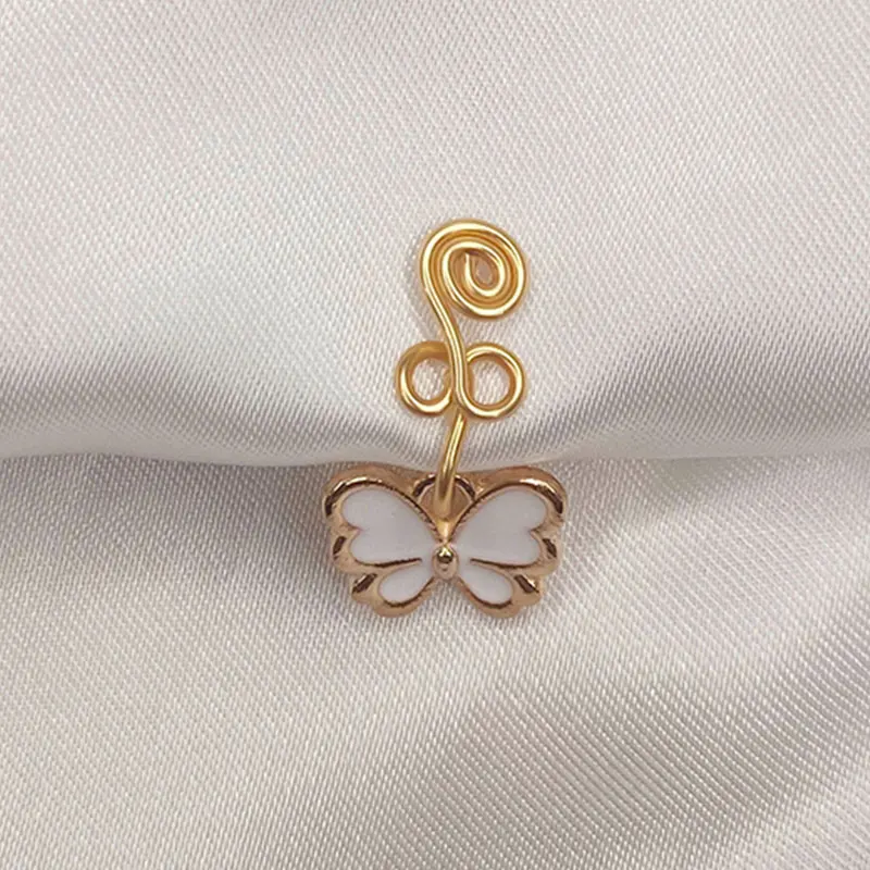 1 шт. медная проволока спиральная Бабочка поддельные кольца для носа без пирсинга