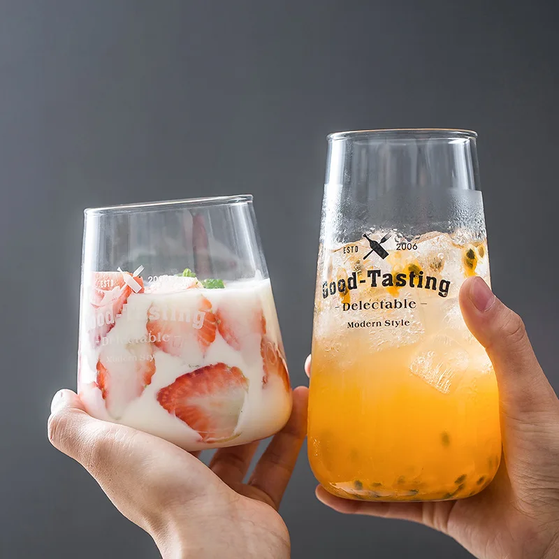 Креативная стеклянная кружка для пар черно белая с буквенным рисунком чашка чая