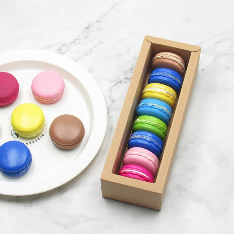 Макарон прозрачная оконная коробка крафт-бумага ящик для выпечки печенья луна