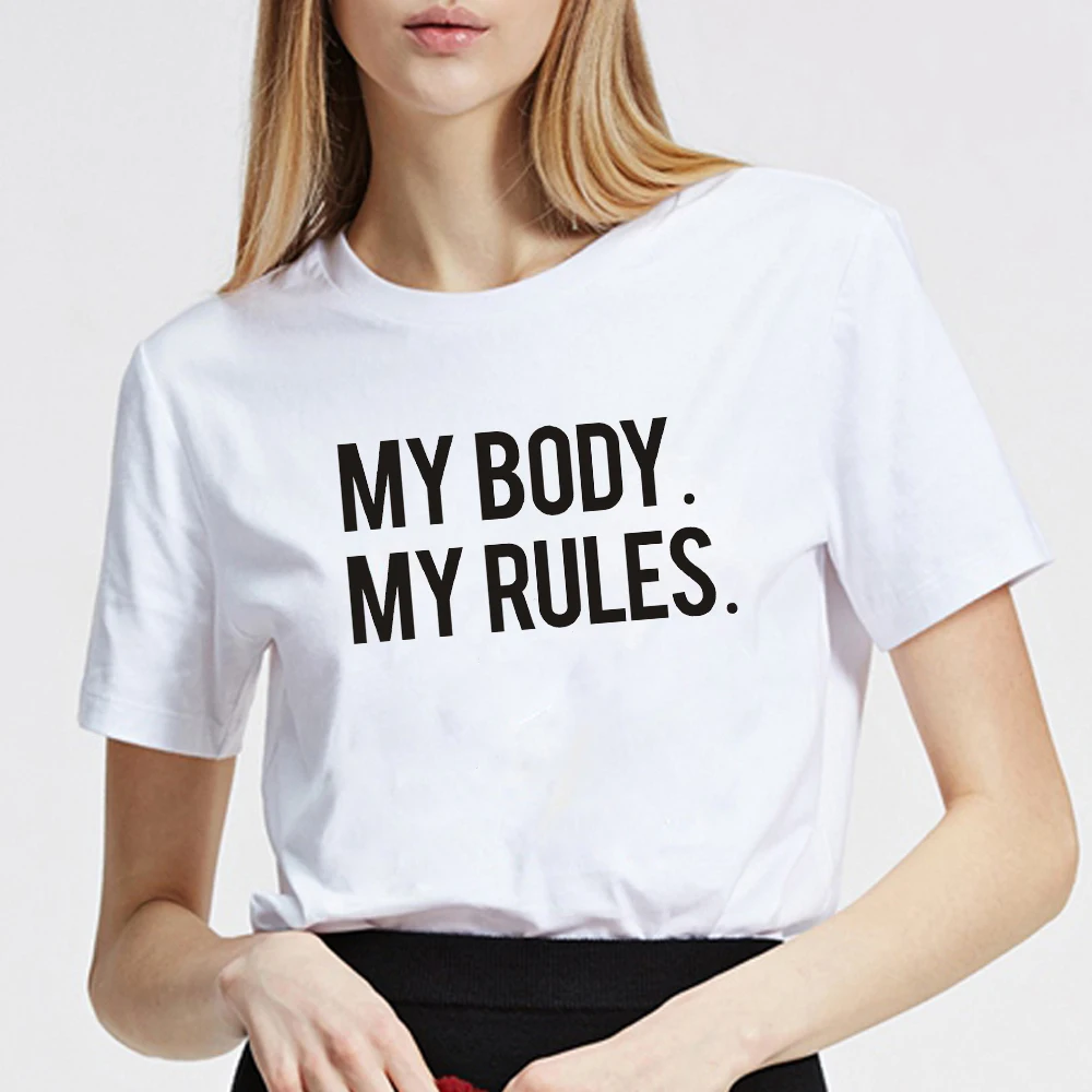 Футболка с надписью My Body Rules | Женская одежда