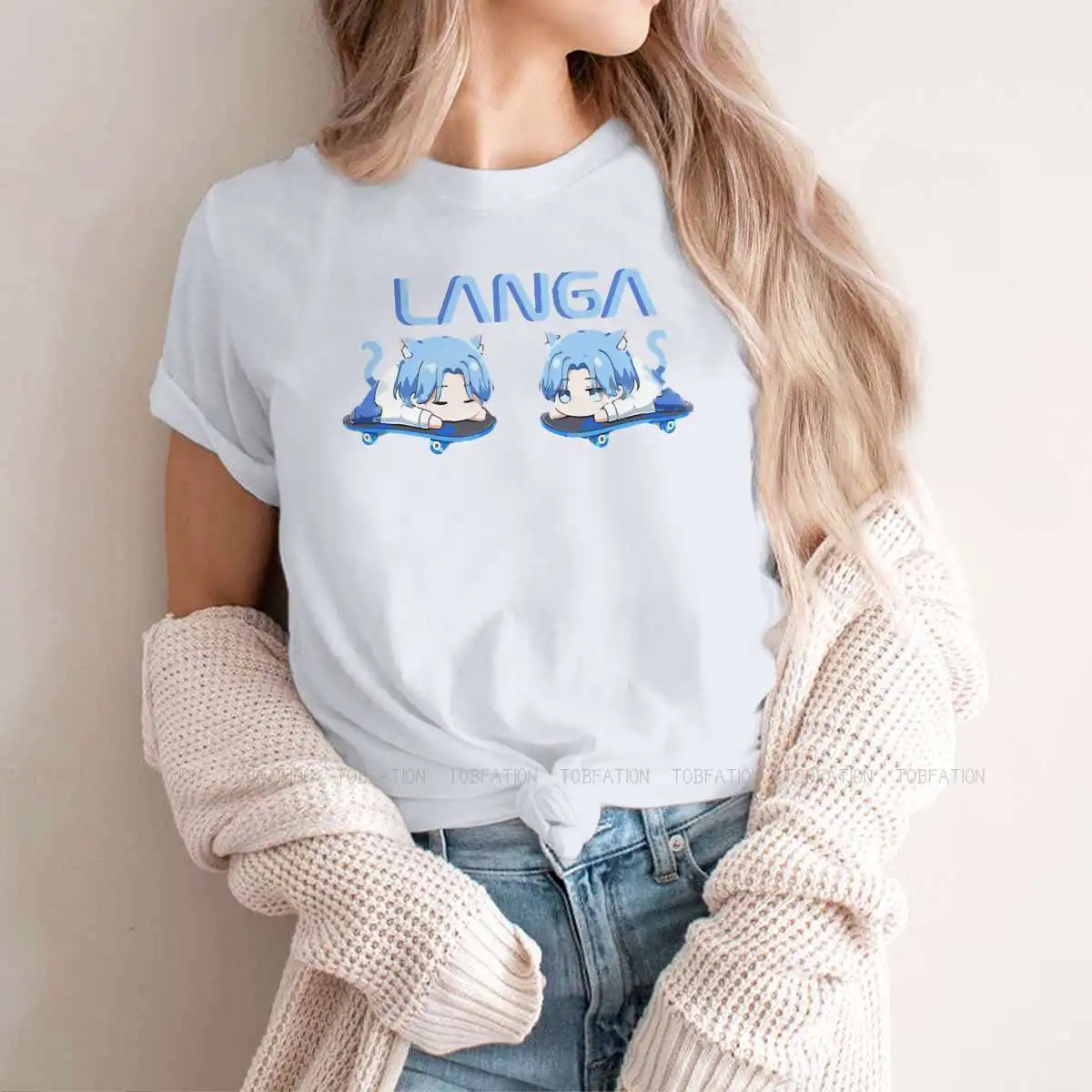 

Chibi TShirt For Girls SK8 the Infinity Reki Langa Skater Anime Tees Fashion Ladies T Shirt Soft Summer Oversized