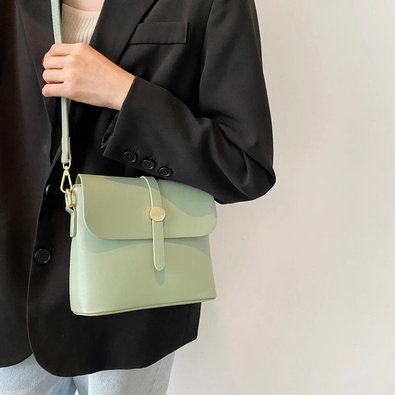 

New Solid Color PU Leather Crossbody Bags For Women Retro Satchels 2 Straps Shoulder Messenger Bag Female High Quality Handbags