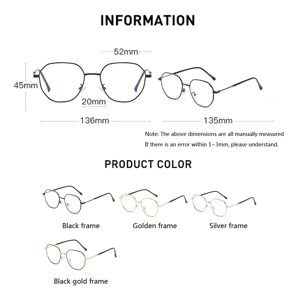 

Seemfly Anti-blue Glasses Computer Goggles Metal Glasses Frame Discoloration In The Sun for Women Gaming Transparent Eyewear