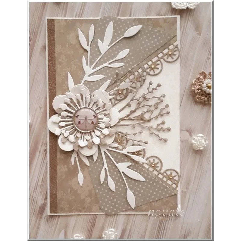 Bunnymoon Flower and Leaves Metal Cutting Dies Embossing Scrapbooking Stencil Craft Cut For DIY Card Handmade | Дом и сад