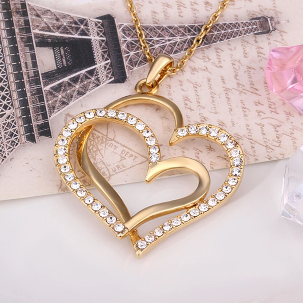 

INALIS Exquisite Double Heart-shape Necklace For Women Infinite Love Pendant Necklace Chain Girlfriend Lover Birthday Gift New
