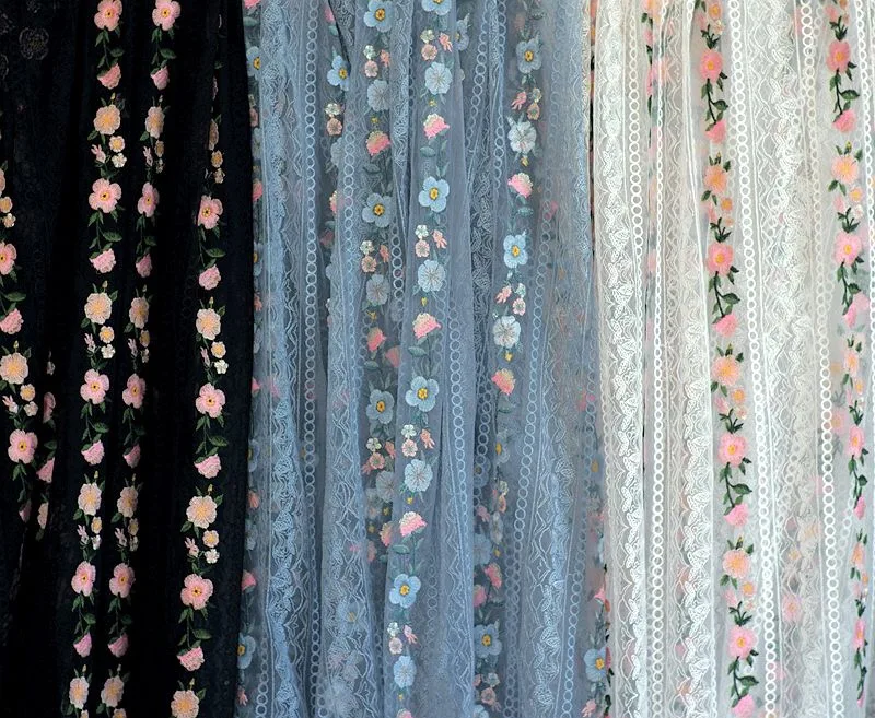 

Black Lace Fabrics Cotton Embroidered Lace Fabric Embroidered Mesh Lace Wedding