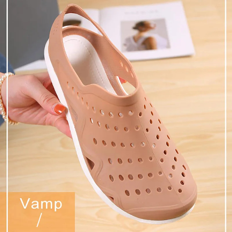 Women's Sandals Hole Shoes Solid Color Breathable Non-slip Garden Beach Outside Shoes for Women Slippers Summer Clogs Sandalias