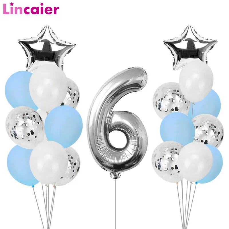 Воздушный шар из фольги с цифрами 6 лет 21 шт.|Воздушные шары и аксессуары| |