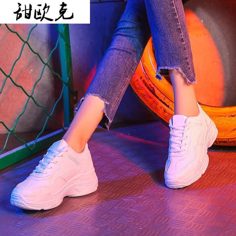 

Spring Women Shoes 2021 New Fashion Platform Women's Vulcanized Shoes Lace-up Breathable Mesh Casual Sneakers White dad Shoes
