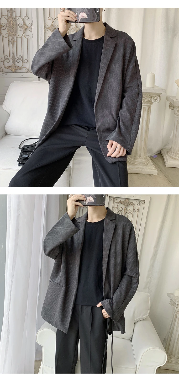 Hongkong Autumn Men Blazer Black Oversized Blazer Masculino Yuppie Style Men Blazer hombre
