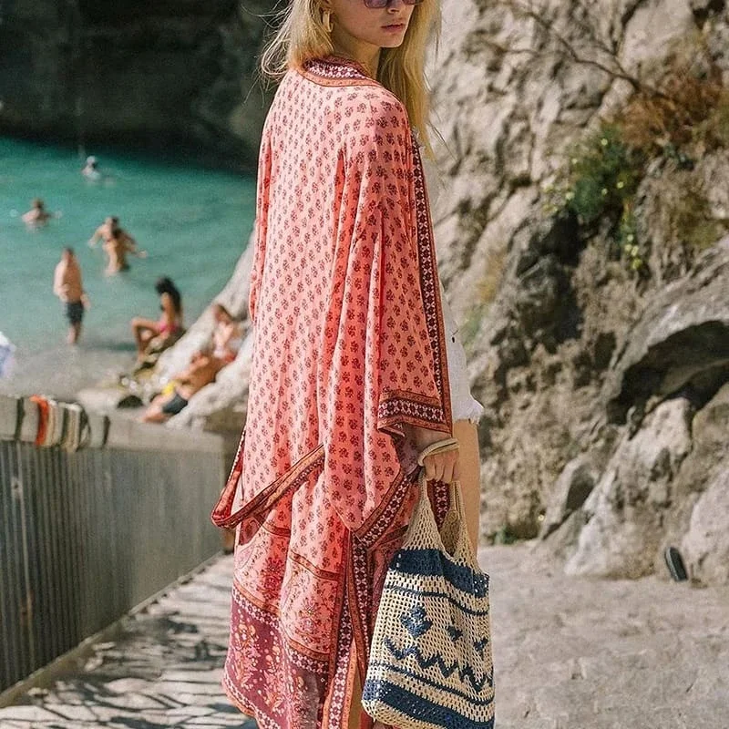 Богемный Вдохновленный вискоза свободная шаль кимоно кардиган повседневный