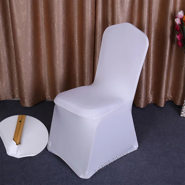 White Flat Bottom 1 25, 50, 100 шт Универсальные белые эластичные чехлы на стулья из спандекса, лайкры, полиэстера, ткани для свадьбы, банкета, вечерние чехлы на стулья для отеля, столовой - Цвет: White Flat Bottom 1