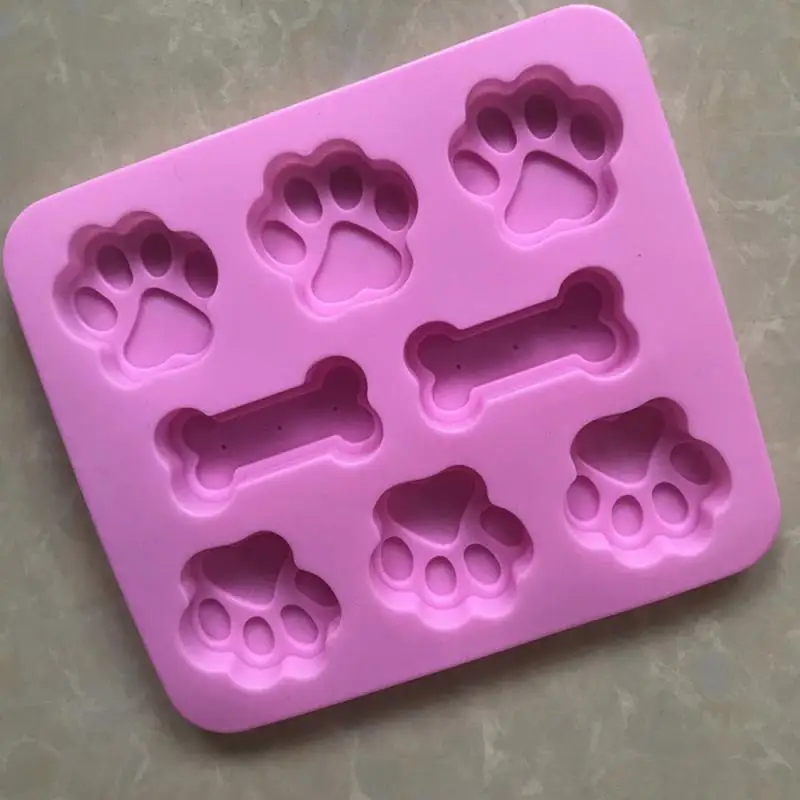 NEW puppy Creative Dog Bone Footprint Cake Mold 2-in-1 Silicone Baking Food Grade Material Mould Tool | Дом и сад