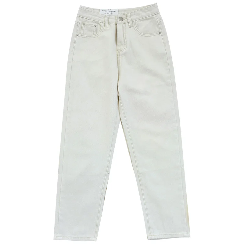 

Yeeloca Classic Basic Wash Light Color Jeans Women Autumn High Waist Versatile Straight Trousers Nine Point Denim Pants