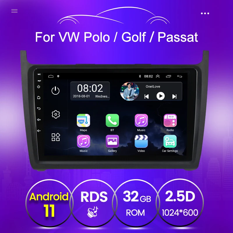 Автомагнитола 9 дюймов IPS Android 2 Гб + 32 ГБ для Volkswagen VW polo sedan 2008 2015 bluetooth FM