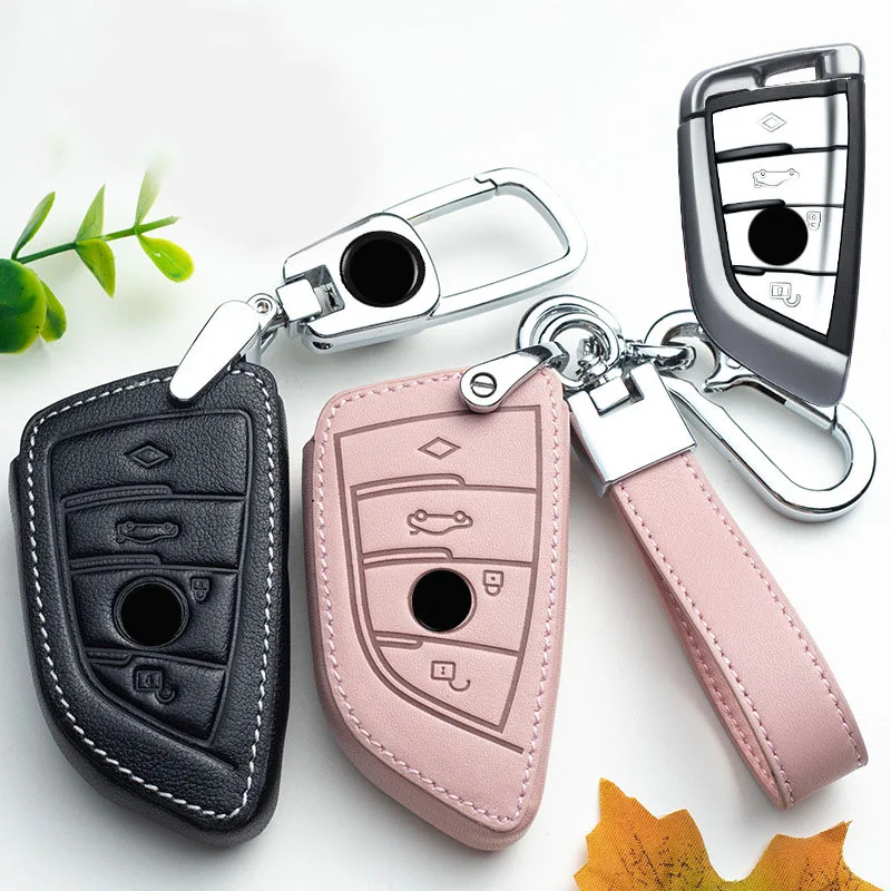Цвета: розовый черный натуральная кожа ключа автомобиля чехол для BMW E90 E60 E70 E87 1 3 5 6