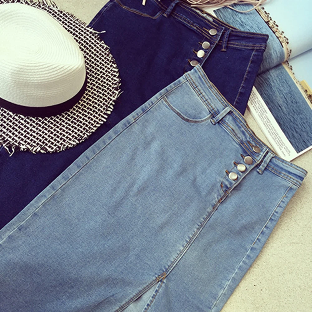 Новые женские эластичные джинсовые юбки Облегающие юбки-карандаш с высокой