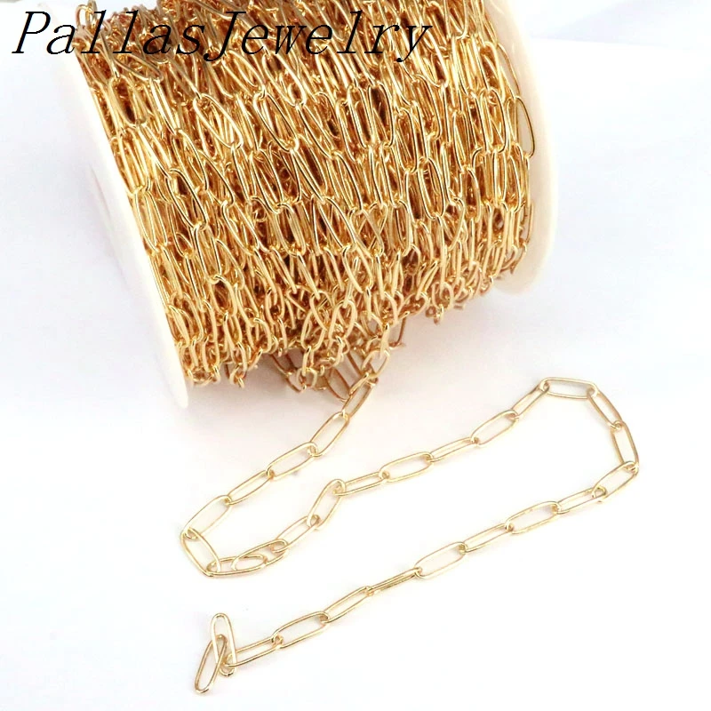 

5 метров, 5*14 мм, металлические, золотые, Овальные Цепочки Rolo, фурнитура, подходит для изготовления ювелирных изделий